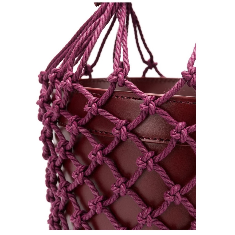 New! STAUD Monreau Bordeaux Leather Net Bucket Bag - Picture 5 of 11